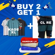 Beli 2 Gratis 1 Peket Kaos Ditro + Celana + Handuk