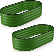 Plant & Plot Galvanized Raised Garden Beds Outdoor // 4×2×1 ft (2-Pack) Planter Raised Beds for Gard