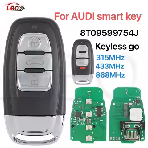 Leo FCC ID:8T09599754J 315/433/868MHz PCF7945AC Car smart remote key 3/4button for AUDI A4 A5 A6L A7