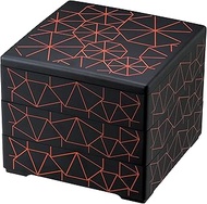 Cooking Lacquer 6.5 inch Weight Black Matte Geo Red (Inner Black) 3 Tiers H-156-74A