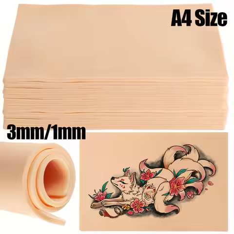 A4 Size 3mm/1mm Tattoo Practice Skin Silicone Fake Skin Double Side Tattoo Skin for Permanent Makeup