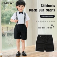 LJMOFA Boys Suit Short Pants Summer Formal Shorts Kids Pure Black Perform Shorts