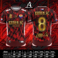 เสื้อบอลพิมพ์ลาย KAREN FC. กระเหรี่ยง เสื้อกีฬาพิมพ์ลาย Zone A ชุดกีฬาใส่เล่นกีฬา ออกกำลังกาย ราค