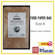 ABBAware Paper Bag 6s - Brown ( 100pcs± ) Food Grade - Disposable Paper Bag - Paper Bag 6 [Maju Jaya]