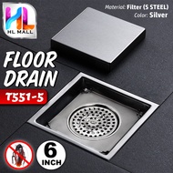 Bathroom SUS304 FLOOR GRATING TILES SQUARE Anti Odor Floor Trap Drain T551-5/ Gun Grey P911-5/522-5G