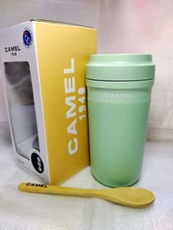 全新 Camel 駱駝牌玻璃膽保溫杯280ml 附木匙羹，粉綠色