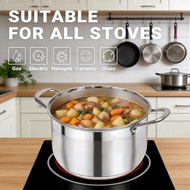 4QT Stainless Steel Soup Pot - Anti-Rust Cookware with Vented Glass Lid, Induction Cookware, Home & 