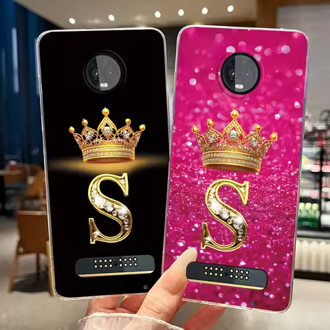 Casing For Motorola Moto Z3 Play / Z4 Play / X4 Case Clear Soft TPU Fashion Crown Letter Back Cover