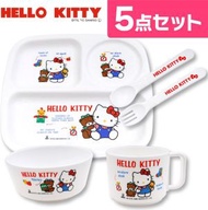 Hello Kitty - 日本Hello Kitty 餐具碟套裝 嬰兒及兒童食品餐具套裝盤子碗勺叉杯套裝平行進口 - 平行進口