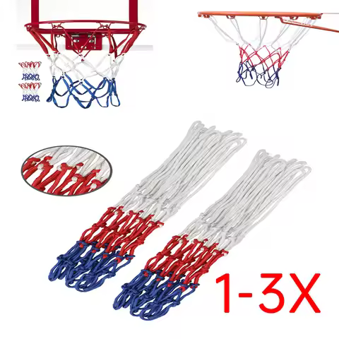1-3X Standard Basketball Net Durable Polypropylene Fiber Outdoor Sports Basketball Tri-Color Basketb