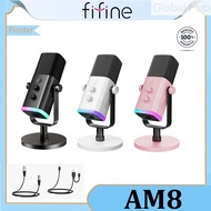 GlobalHub【Available in stock】FIFINE AM8 USB/XLR Dynamic Microphone with Touch Mute Button,Real-time 