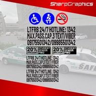 LTFRB TAXI Set Sign Sticker Decal