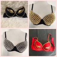 Nightclub Punk Nail Bra Black Angel Wings Bra Bar ds Female Singer Leading Fashion Sexy Bra