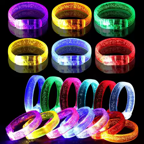 24pc Light Up Bracelet LED Bracelet Flashing LED Wristband Glow in The Dark Bracelets Light Up Party