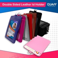 Double Sided Leather ID Card Holder Vertical ID Protector ID Card Case ID Holder