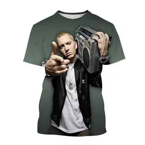 Fashion Men Clothing New Pop Singer Eminem 3D Print T-shirt Personality Rap God Famous Rap Hip Hop O
