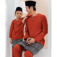 Men's Malay Baju (ORANGE BRICK) Malay Baju Exclusive Aryan Baju Melayu Raya 2025 Baju Melayu Sedondo