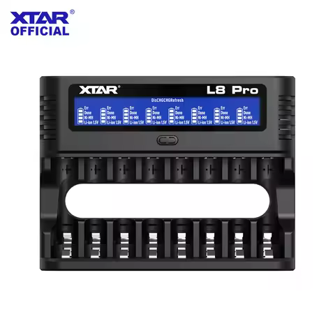 XTAR L8 pro AA/AAA Battery Charger 8-Slot Smart Charger Ni-MH & 1.5V Li-ion Dual Repair 0V Activatio