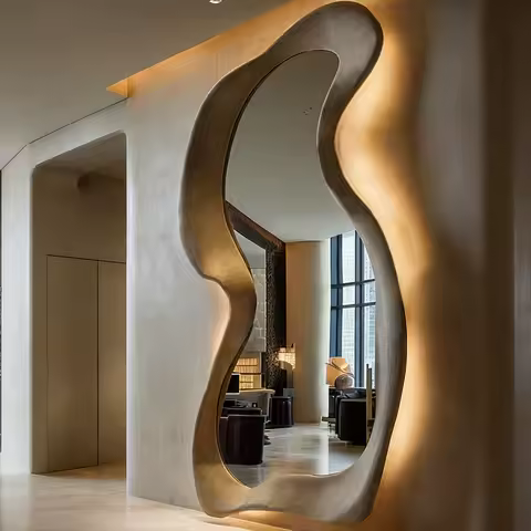 Irregular Funky Decorative Mirrors Full Body Standing Vanity Vintage Cosmetics Mirror Long Aesthetic