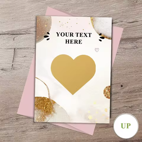 Surprise Scratch Card for Him or Her, Holiday Surprise Present, Secret Message Card, Gold Heart Scra
