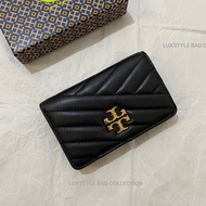 READY STOCK  Authentic Original Tory Burch Kira Chevron Medium Bi-Fold Medium Slim Leather Wallet Black