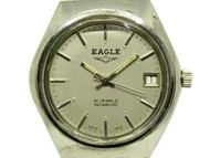 機械錶 [EAGLE 70161] 老鷹 圓形手上鍊古董錶[銀色面+日期]軍錶