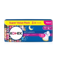 Kotex Sanitary Pad Soft & Smooth Daily and Overnight Wing 24cm 28cm 32cm