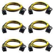 PCIE 6 Pin Male to 8(6+2) Pin Male PCIe Adapter Power Cable PCI Express Extension Cable 24 Inches/62