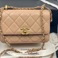 Chanel 24C回歸 杏色 雙金珠雙金球可調節鏈條包