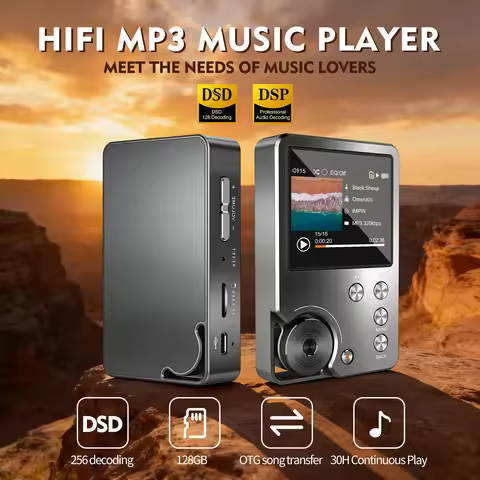 HiFi MP3 Player Lossless DSD High-Resolution Digital Audio Music Player, High-Resolution Portable Au