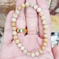 6mm white sea root grain bracelet