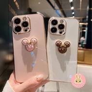 Super Cute 3D Mickey Plating Soft Case For Samsung Galaxy A73 A53 A72 5G J6 J4 Plus J7 J2 Prime Pro 2017 Glossy Cover Cartoon Bear Silicon Case