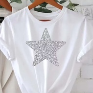 2026 Ready Stock Ladies Summer T-Shirt Printed Fashion Casual Cute Short-Sleeved Women Round Neck Pr