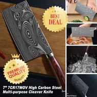 TIMHOME C048 Meat Cleaver, 7" 7CR17MOV High Carbon Steel Chopper Knife with Ergonomic Wood Handle