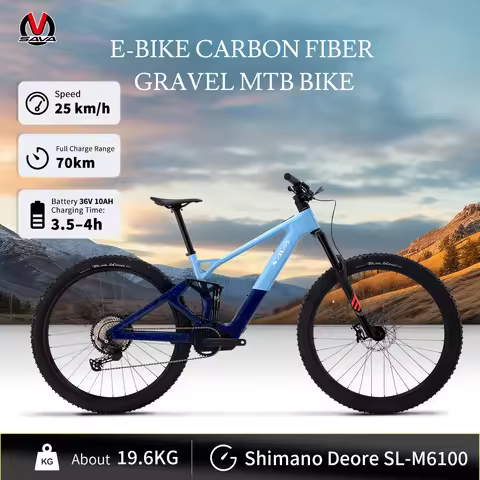 SAVA Dual Suspension Carbon Fiber Electric Mountain Bike 12-Speed Off-Road Mountain Bike