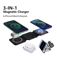 Wireless Charger Portable 3 In 1 Magnetic Charger Foldable Charging Station for iPhone Watch Airpods