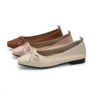 Genuine Genuine Leather Flat Shoes OL Commuter Shoes Genuine Leather Sweet Bow Low-Heel Flat Shoes O
