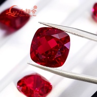 Qian Xiang Hui Cushion Shape Lab Grown Pigeon Blood Red Ruby Corundum Loose Gemstone With Visible In