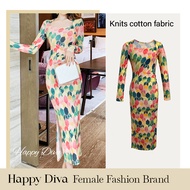 Happy Diva Womens Elastic Print Long Gown Lady Waisted Elegant dress filipiniana Banquet High waist 