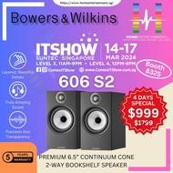 4 DAYS SPECIAL BUY - Bowers &amp; Wilkins 606 S2 Bookshelf Speakers - 1 Pair (Black Only)