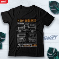 T-shirt Land Cruiser FJ40 Blueprint japan TSHIRT BAJU DISTRO