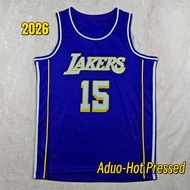 Los Angeles Lakers T-shirt # 15 Austin Reaves 2026 Statement Edition Purple Hot Pressed Basketball J