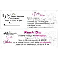 Voucher cards for spa. combo of 100 cards size 55x180mm, fully printed content upon request