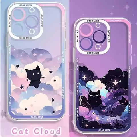 Starry Sky Black Cat Phone Case for Xiaomi Redmi 15 15C 14C 14R 13 13C 13X 12 12C 10 10A 10C A5 A4 A