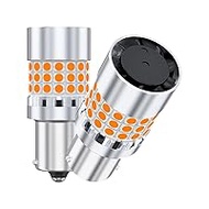 OTORAM S25 Single Bulb, LED Turn Signal Valve, Built-in High Fla Prevention Resistor &amp; CANBUS Canceller, Amber, BA15S/P21W/1156, 180° Parallel Pins, Ultra Brightness, 45 Rung, 3030SMD, For 12 V Cars, Non-Polarity, Compatible with Vehicle Inspection, Equipped with Cooling Fan, Set of 2