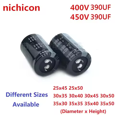 2Pcs/Lot Nichicon 390uF 400V 390uF 450V 400v390uf 450V390UF 25x45/50 30X35/40/45/50 35X30/35/40/50 S