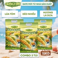 Combo of 3 Bags of ST25 Rice and Shrimp 5kg - Oi Rice Brand - Total 15kg