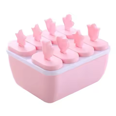 8 Cavity Popsicle Maker*Reusable Sticks Plastic Easy Release Mold DIY Ice Cream/Chocolate Dessert Fo