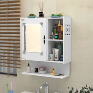 Bathroom with Shelf Bathroom Mirror 2024 Punch-Free Toilet Wall Bathroom Mirror Cabinet Wall-Mounted New Soe8