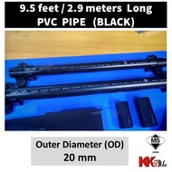 20mm Black Pvc pipe uncut 9.5 feet 2.9 meters pvc hitam panjang full length long pvc pipe black Waja